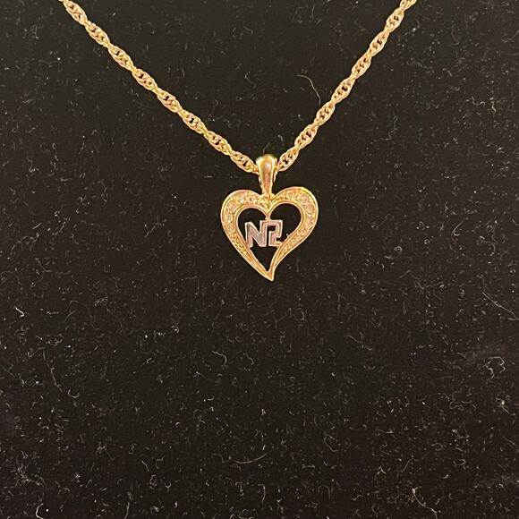 Nina Ricci Gold-Tone Rhinestone Heart Pendant Necklace